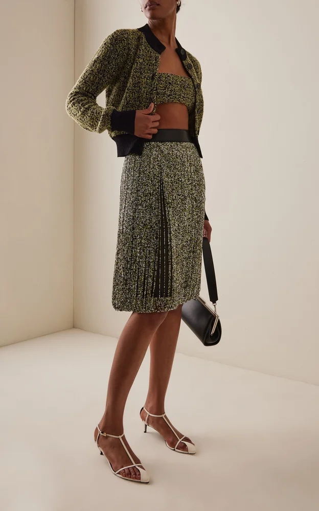 The Juno Bead-Embroidered Jacquard Midi Skirt