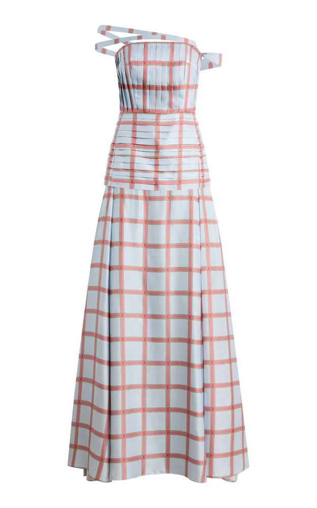 Estella Grid Wool Maxi Dress