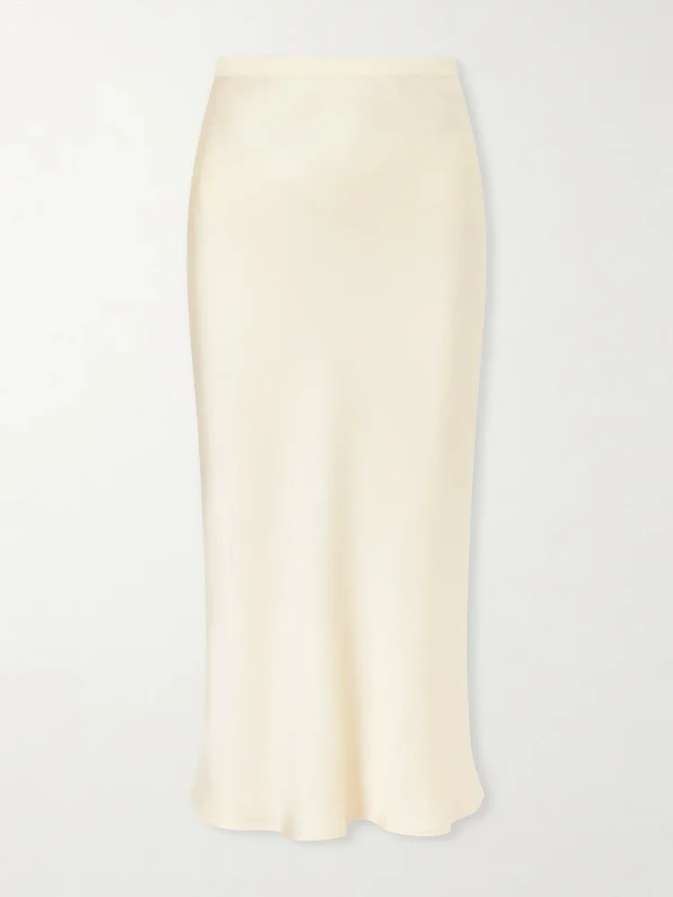 Bar silk-charmeuse midi skirt