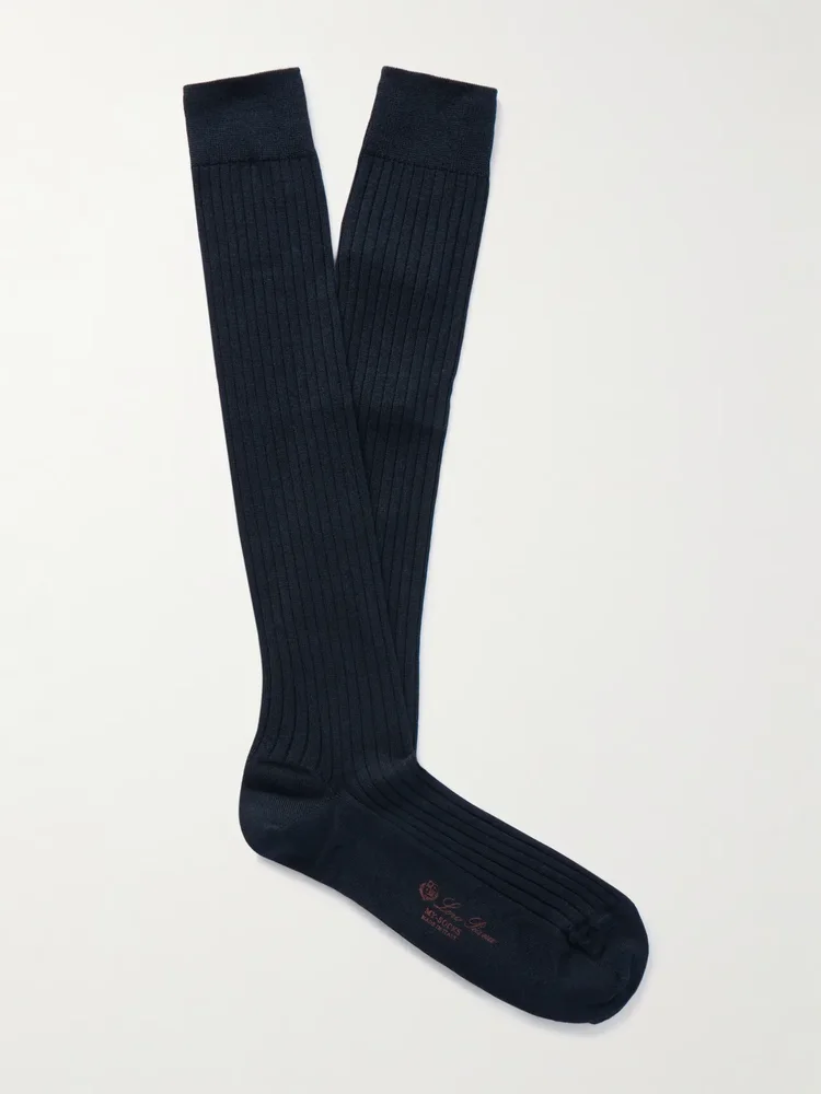 Sottile Ribbed Wool, Cashmere and Silk-Blend Socks