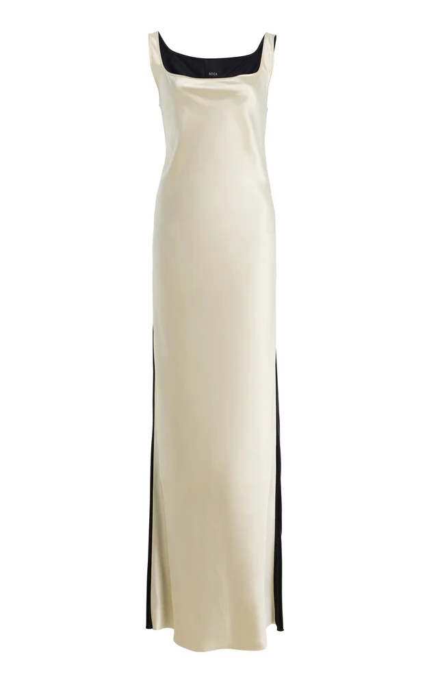 Duality Two-Tone Satin Maxi Dress