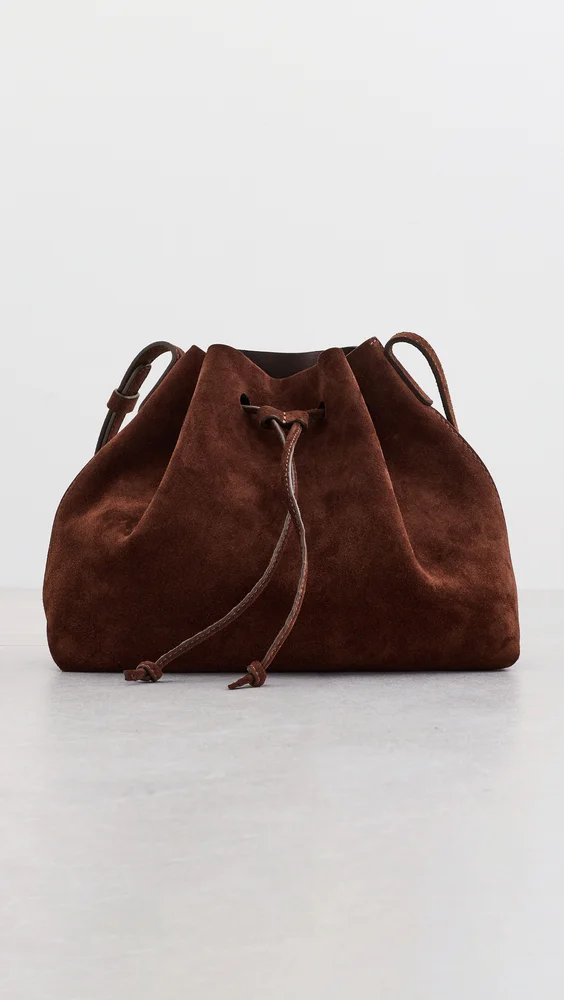 Secchio Suede Crossbody Bag - Chocolate