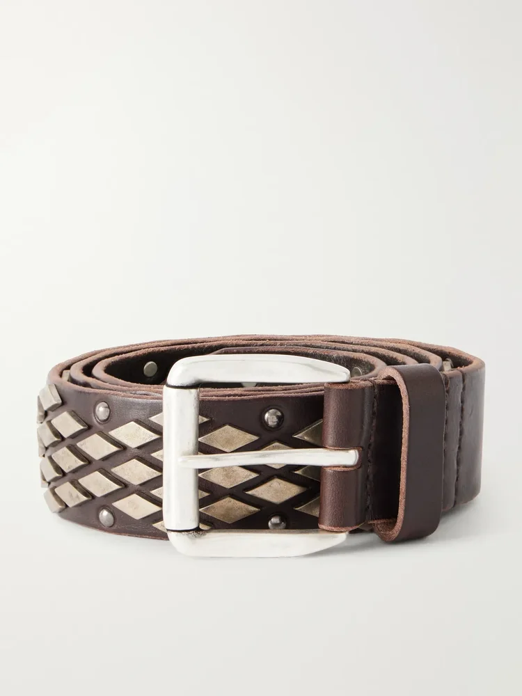Abstract Snake Embellished Leather Belt