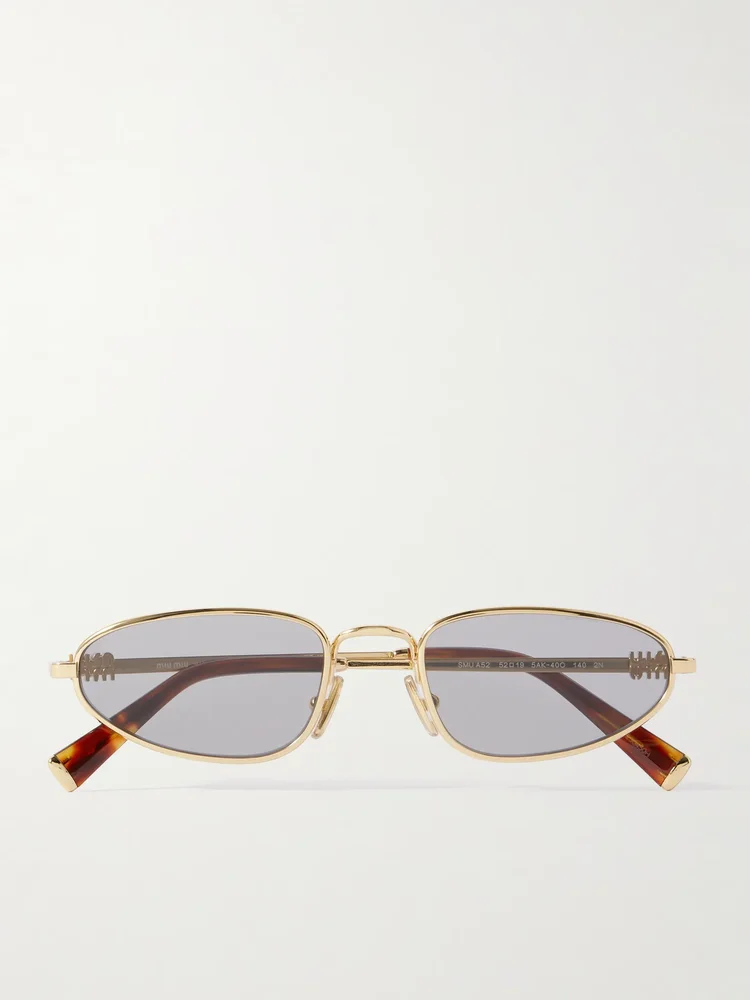 Oval-frame gold-tone sunglasses