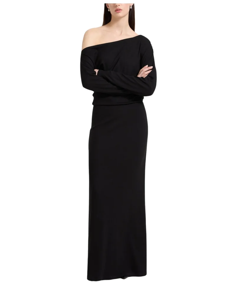 Amia One-Shoulder Gathered-Waist Jersey Evening Gown