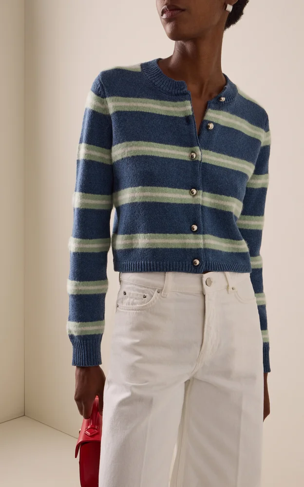 Striped Mohair Knit Cardigan