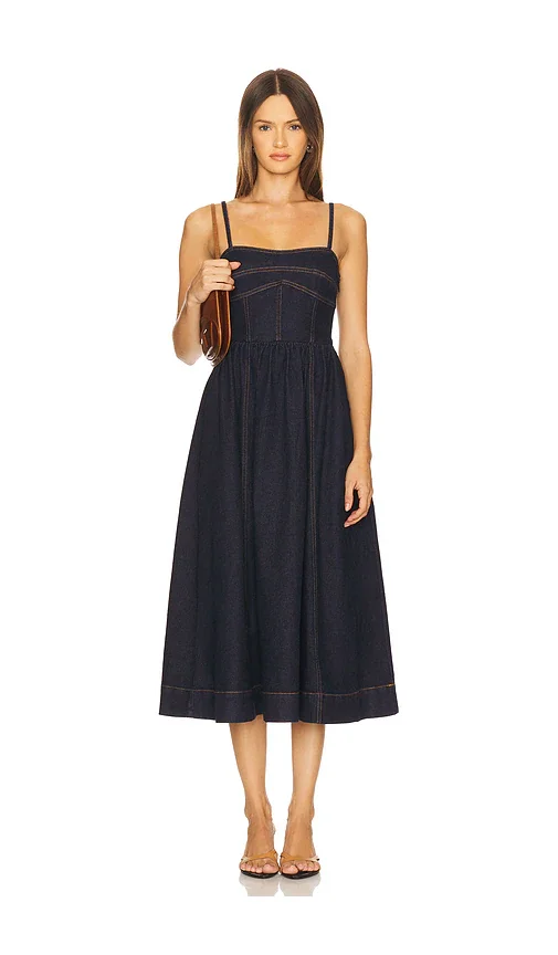 Denim Corset Midi Dress