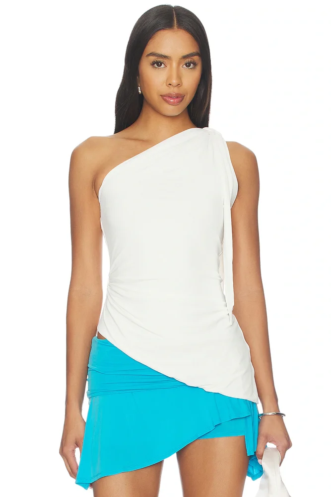 One-shoulder Tie Top