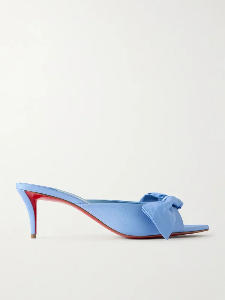 Mulazee bow-embellished crepe de chine mules