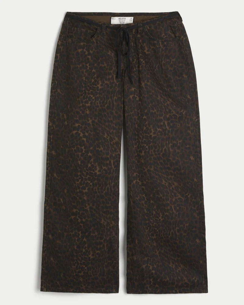 Ultra Low-Rise Leopard Print Super Baggy Jeans (leopard print)