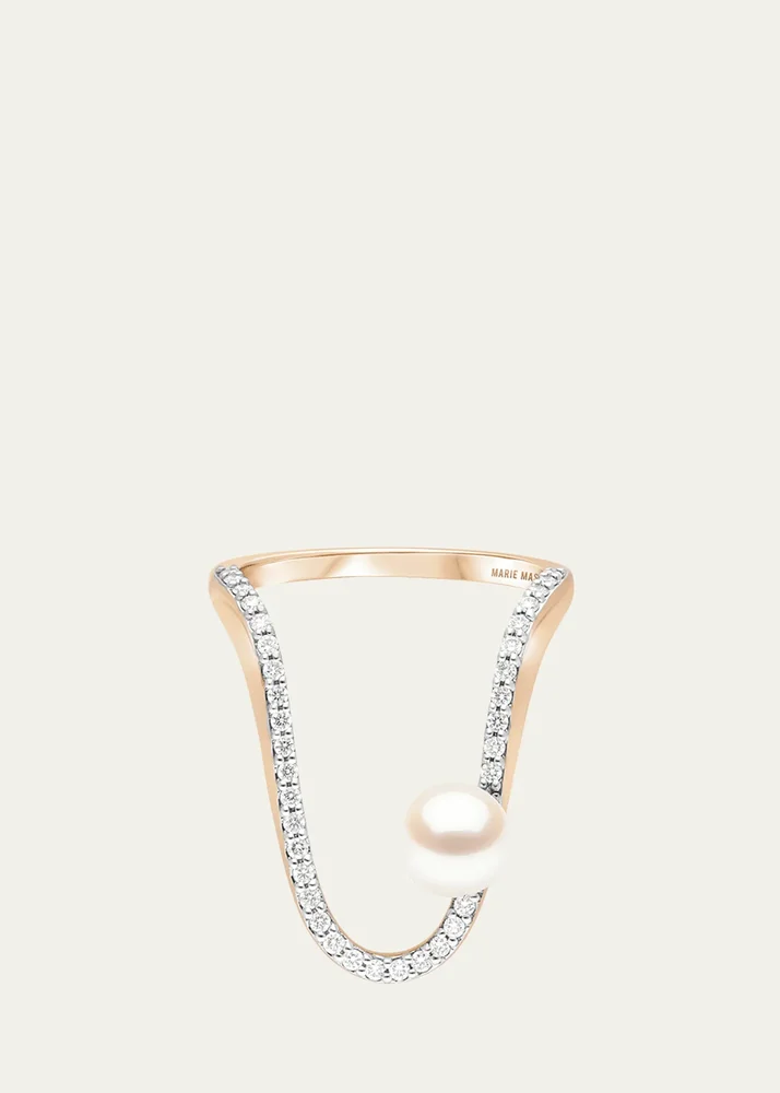 18K Diamond and Pearl Radiant Ring