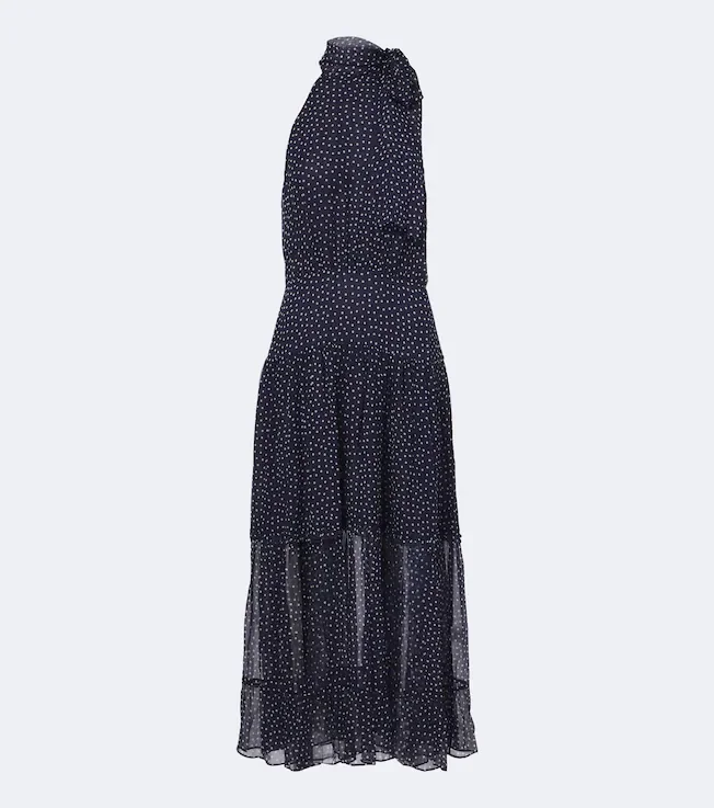 Abi polka-dot tie-neck midi dress