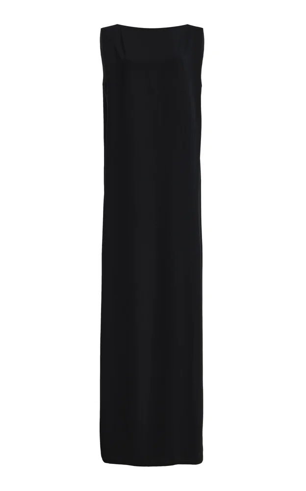 Exclusive Crepe Boat-Neck Gown