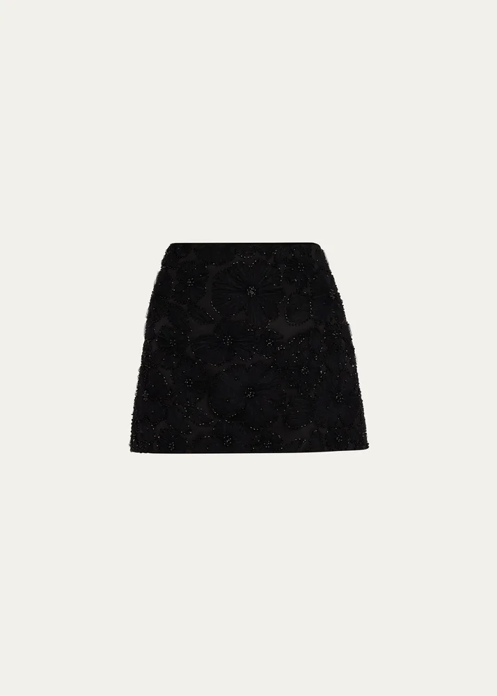 Olenna Beaded Floral Mini Skirt