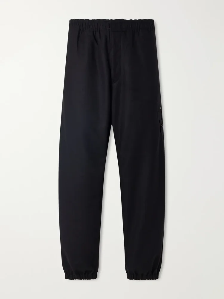 STONE ISLAND GHOST Tapered Wool and Nylon-Blend Flannel Drawstring Trousers