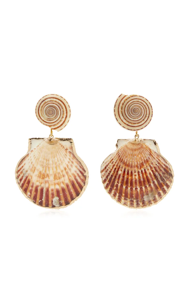 Roma Gold-Plated Brass Seashell Earrings