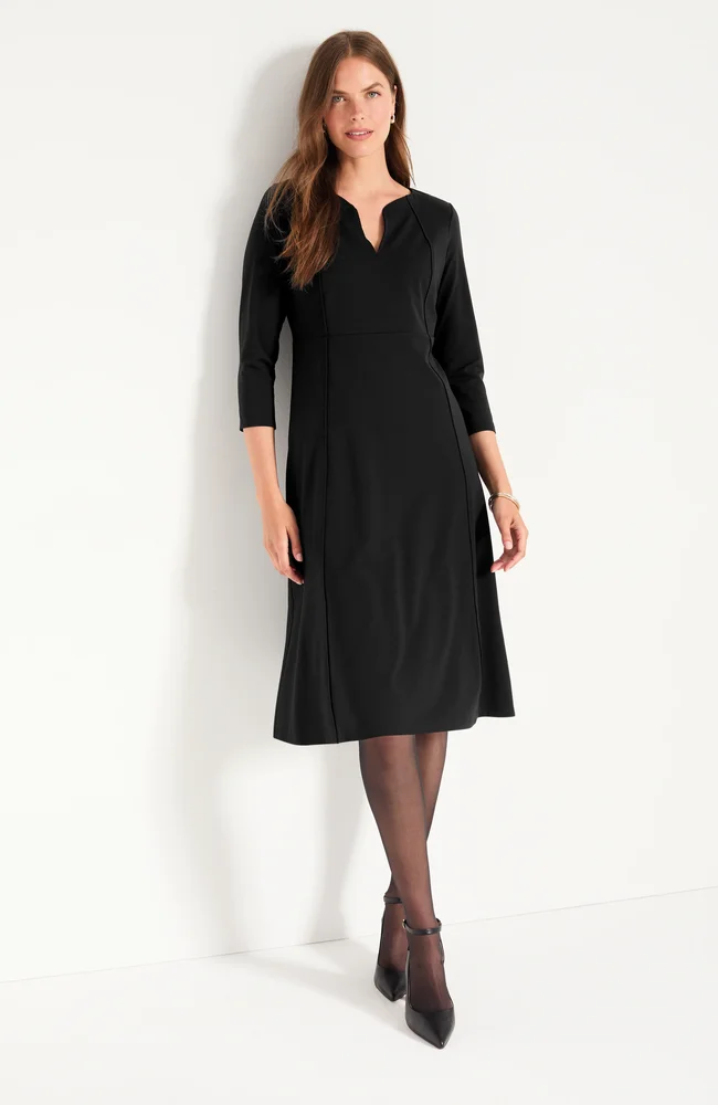 Knit Split-Neck Dress