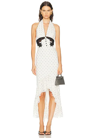 Polka Dot Halter Neck Midi Dress