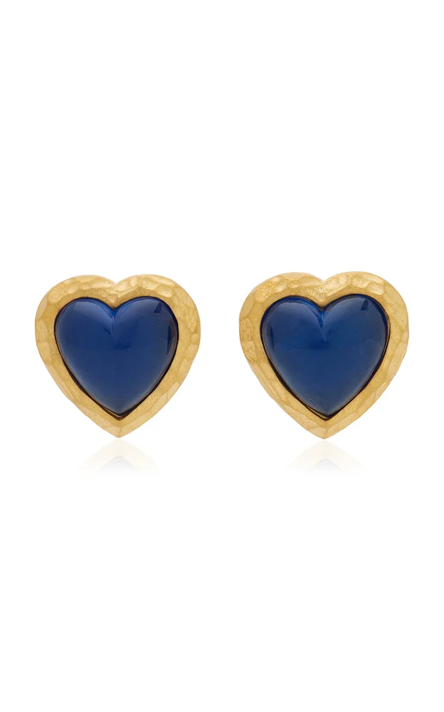 Heart 24K Gold and Aluminum Gem Earrings