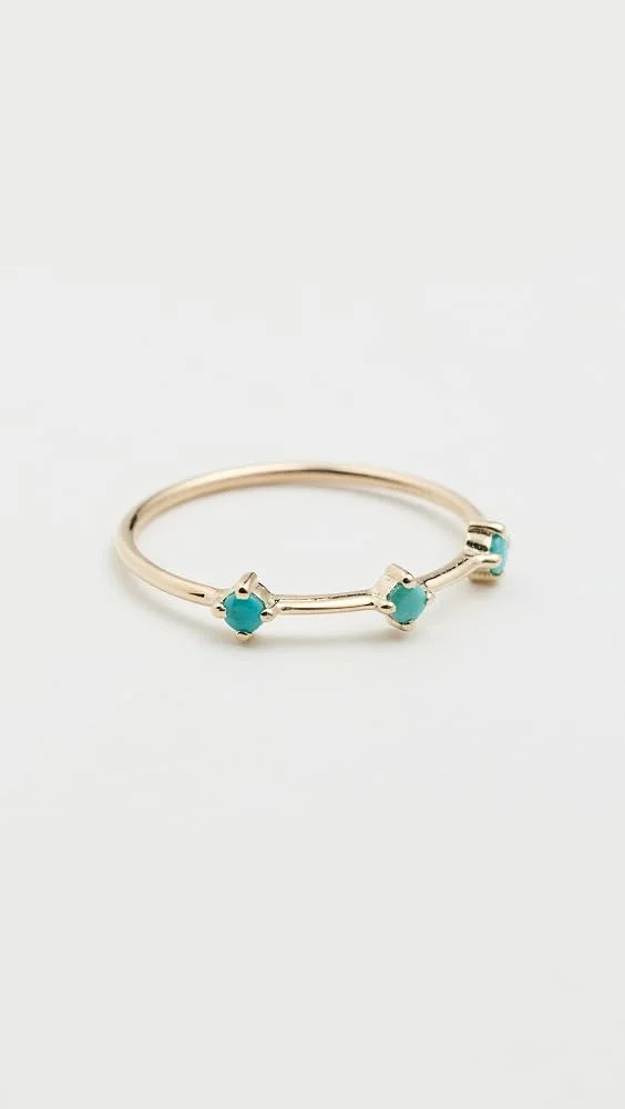 14k Gold Turquoise Dash Ring