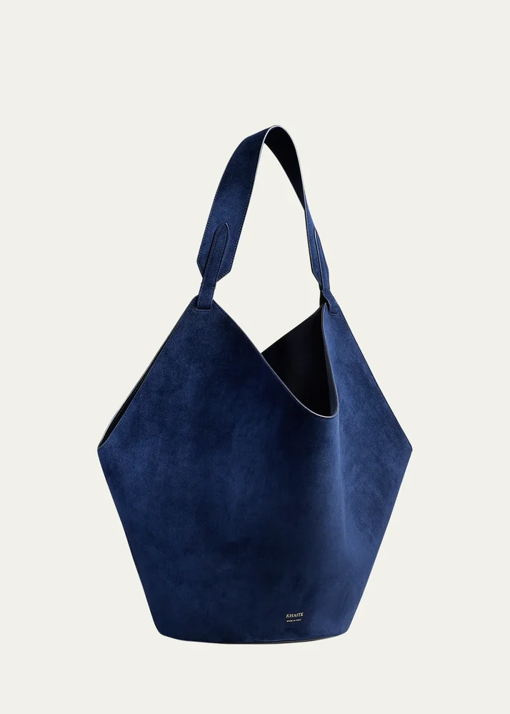 Lotus Medium Calfskin Suede Tote Bag