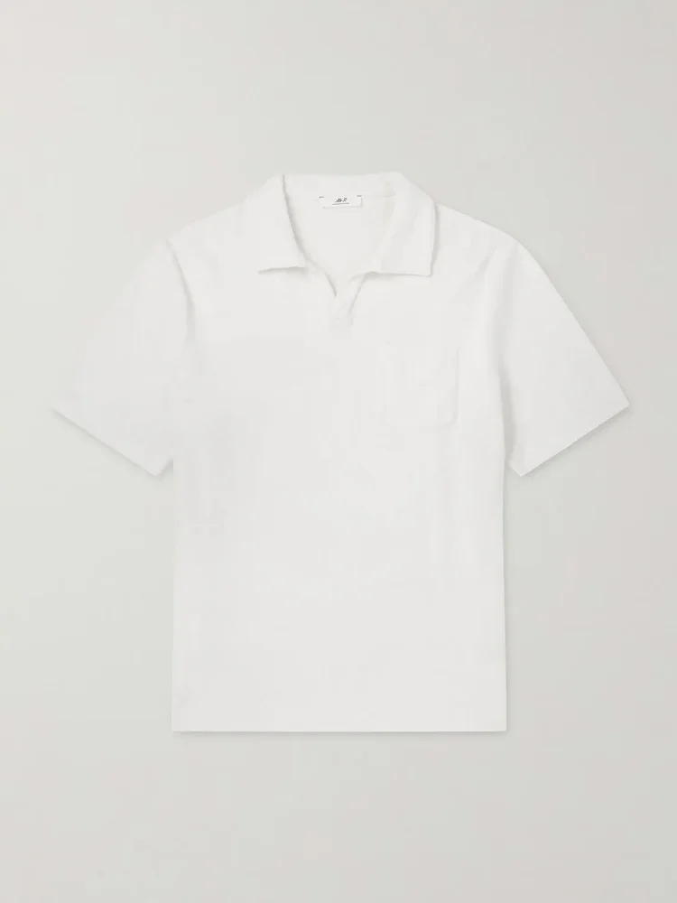 Cotton and Silk-Blend Terry Polo Shirt