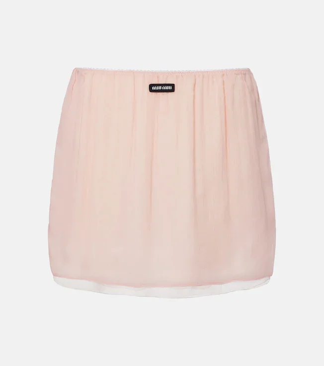 Layered silk chiffon miniskirt