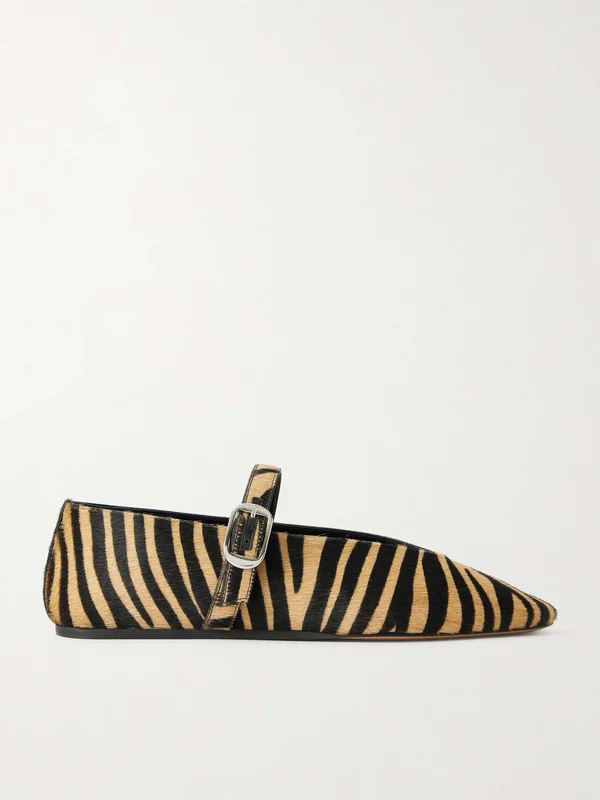 LE MONDE BERYL Stella zebra-print calf hair Mary Jane ballet flats