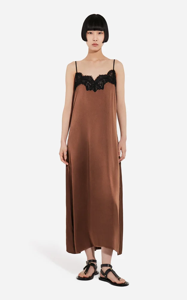Lace Silk Satin Slip Dress