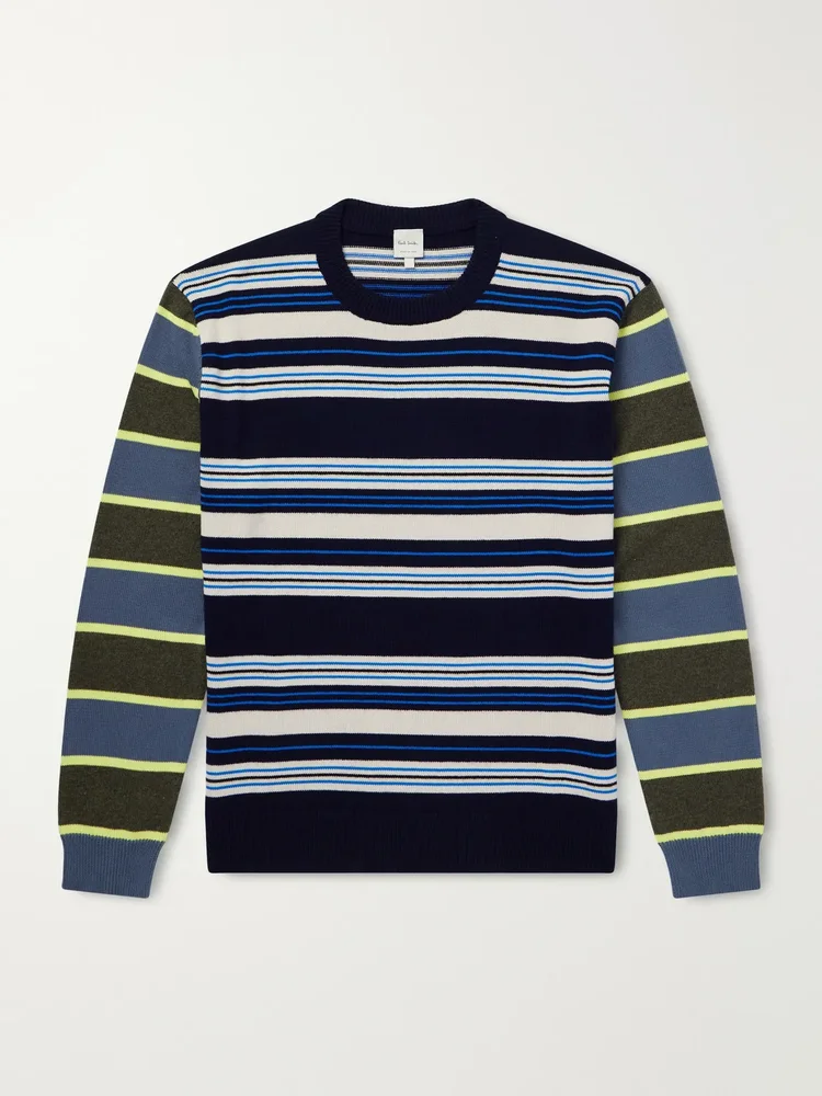 Striped Wool and Cotton-Blend Sweater