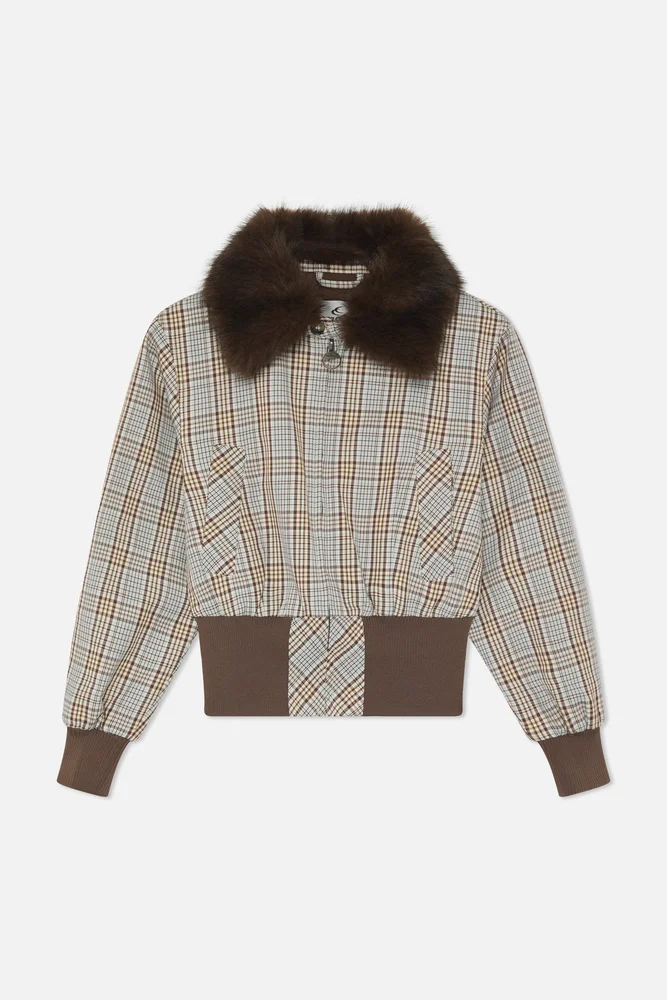 Checkered Brown Harrington Jacket