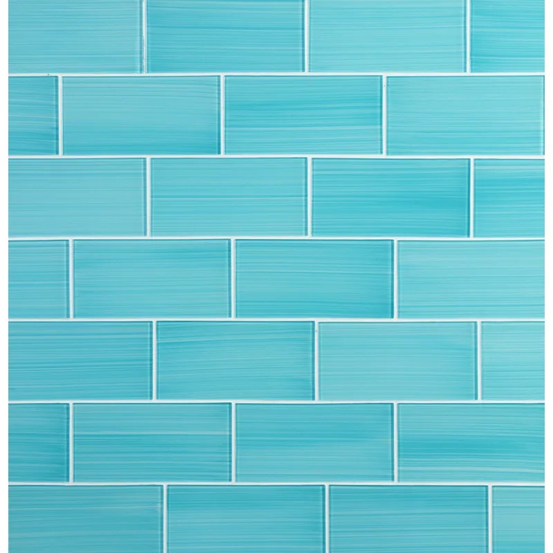Hand Painted Glass Peel and Stick Subway Tile
