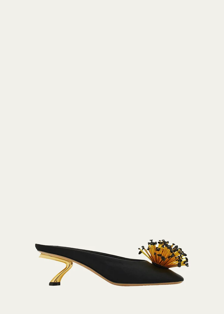 55mm Safi Beaded Satin Mules
