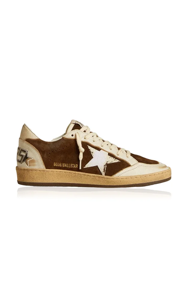 Ballstar Flocked-Detailed Suede Sneakers