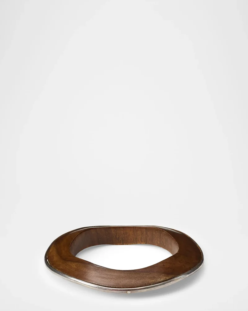 Wood & Silvertone Contour Cuff