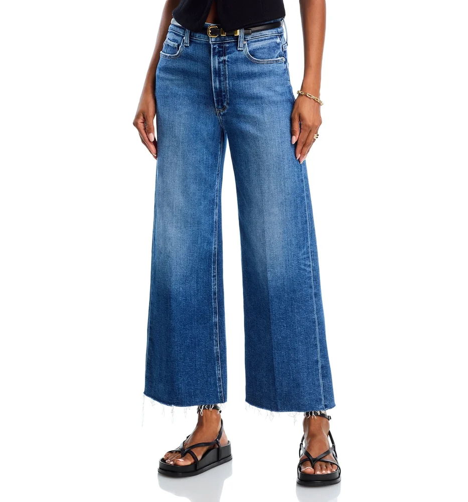 Anessa High Rise Raw Hem Wide Leg Jeans