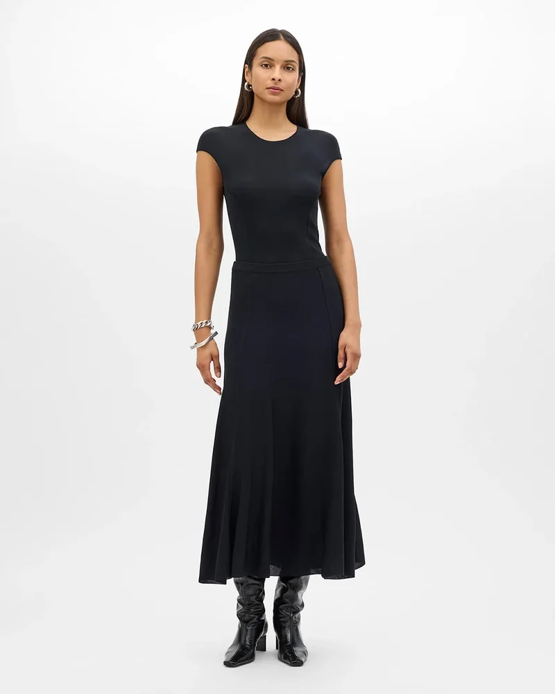 Seamed Knit Flare Skirt
