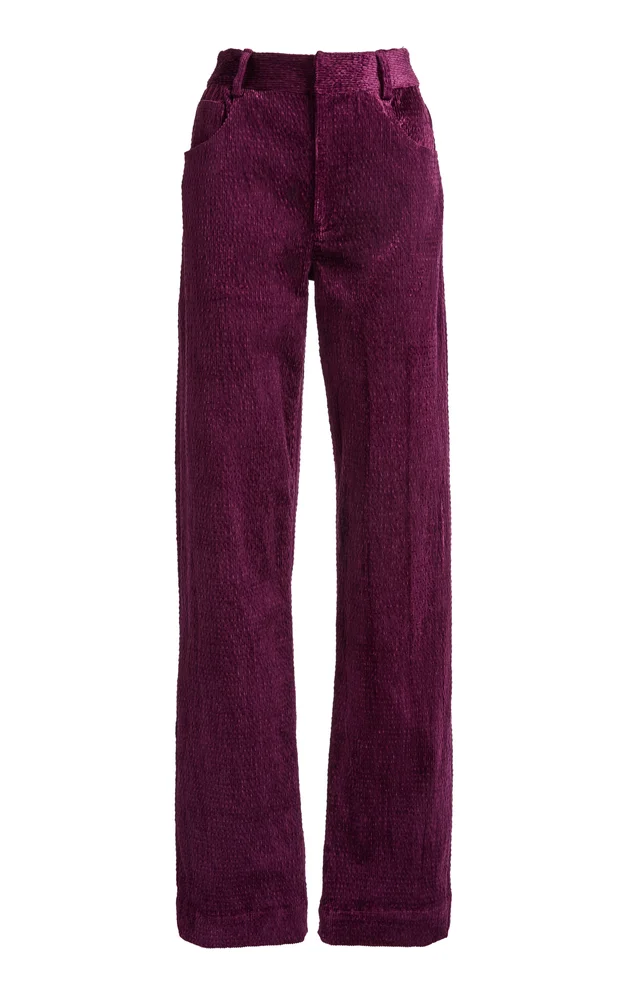 Ava Sateen Corduroy Straight-Leg Pants