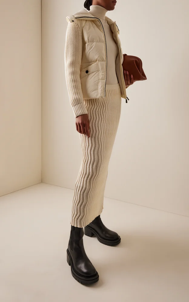 Down Wool Zip-Up Cardigan