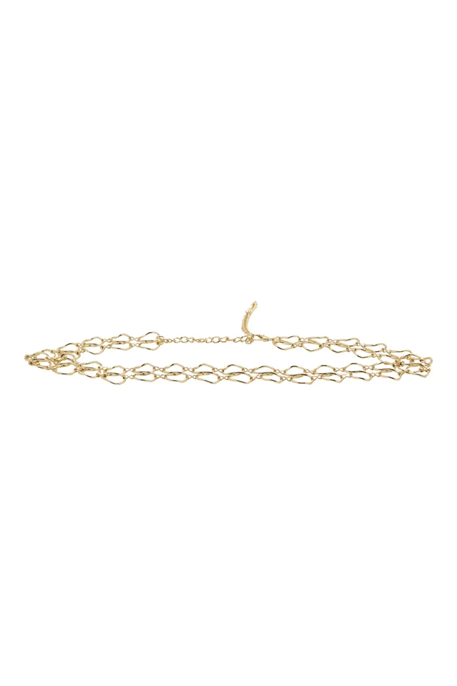 Double Ring Metallic Chain Belt
