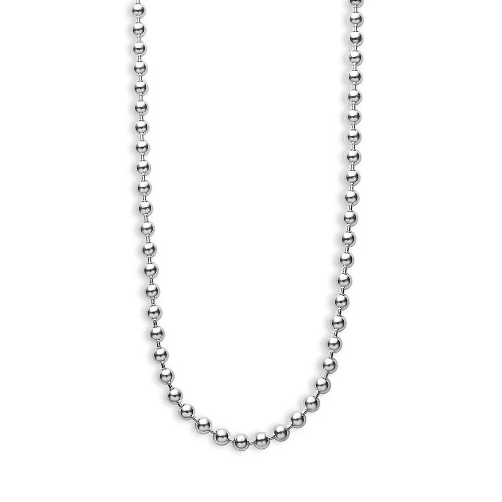 Sterling Silver Caviar Beaded Necklace, 16-18"