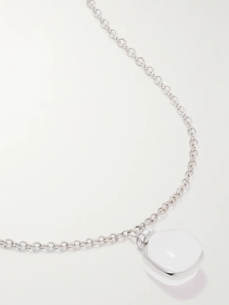 Nudo 18-karat white gold, quartz and diamond necklace