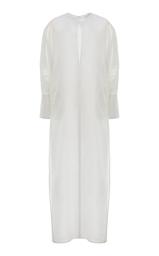 Marine Keyhole Voile Maxi Dress