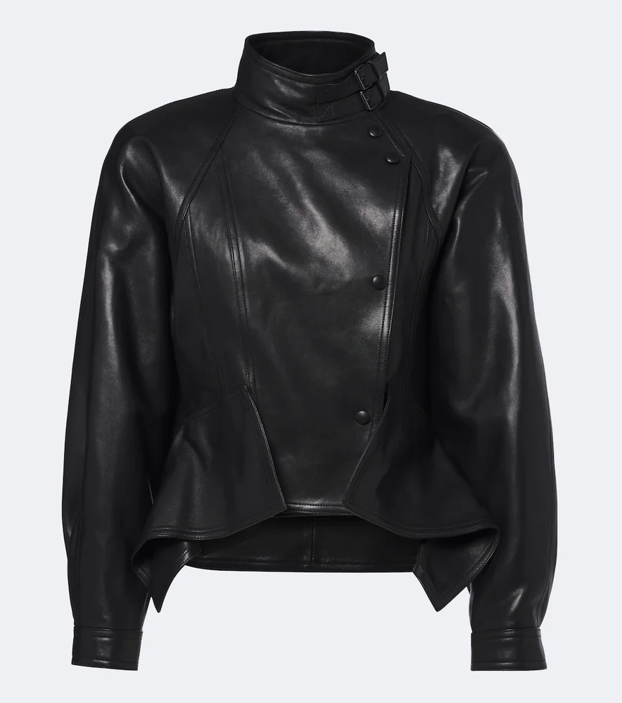 Asymmetric leather jacket