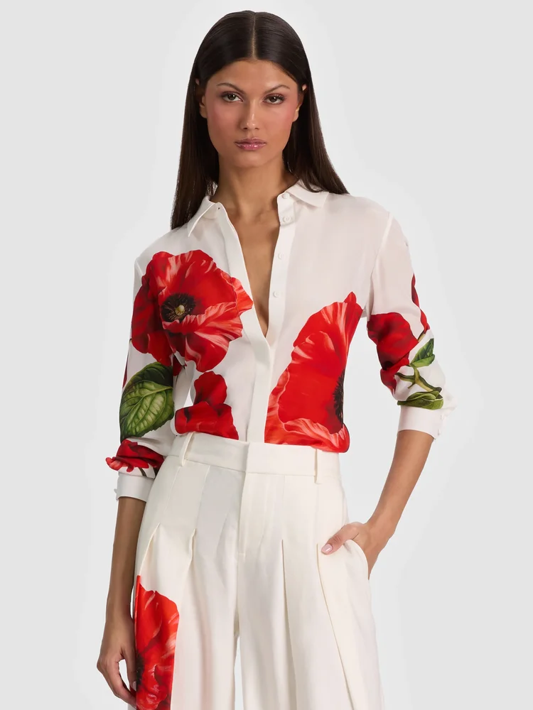 WILLA SILK BLOUSE - SUMMER POPPY