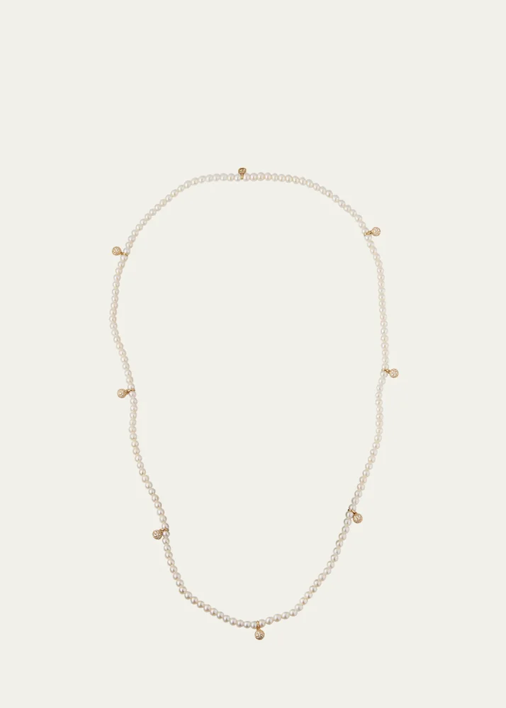 Diamond Pavé Balls on 3mm Freshwater Pearl Bracelet