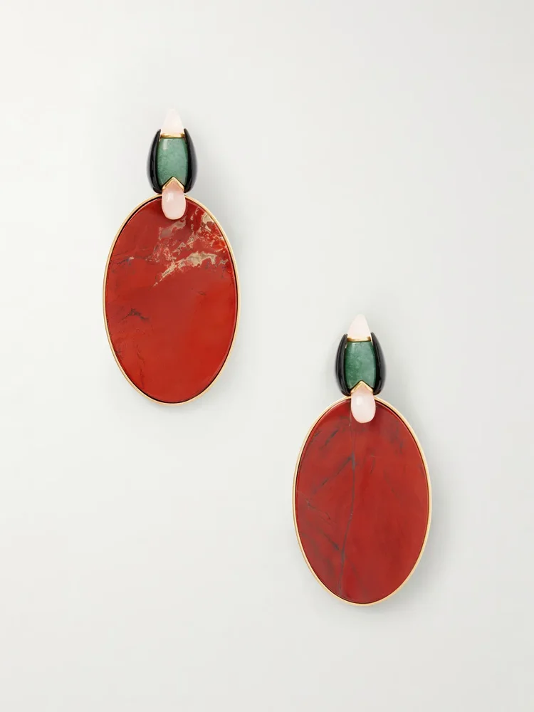 Plum gold-plated enamel earrings