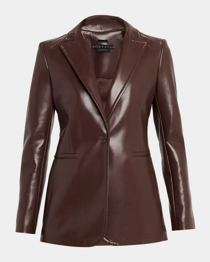 Breann Vegan Leather Longline Blazer