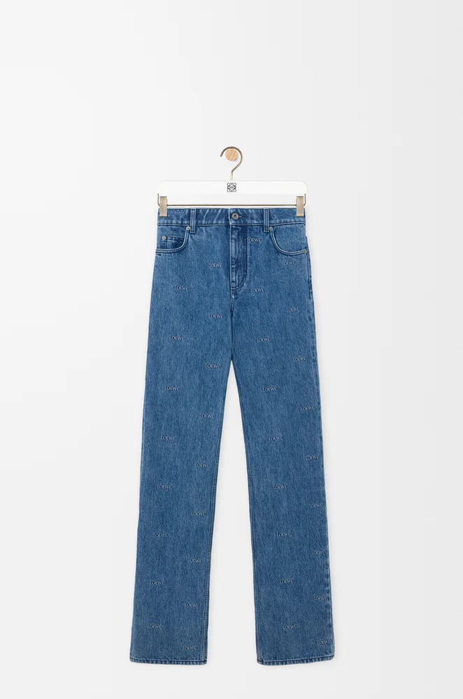 Jeans in Denim with All-Over LOEWE Embroideries (Denim Blue)