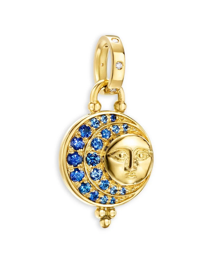 18K Yellow Gold Sapphire & Diamond Eclipse Pendant